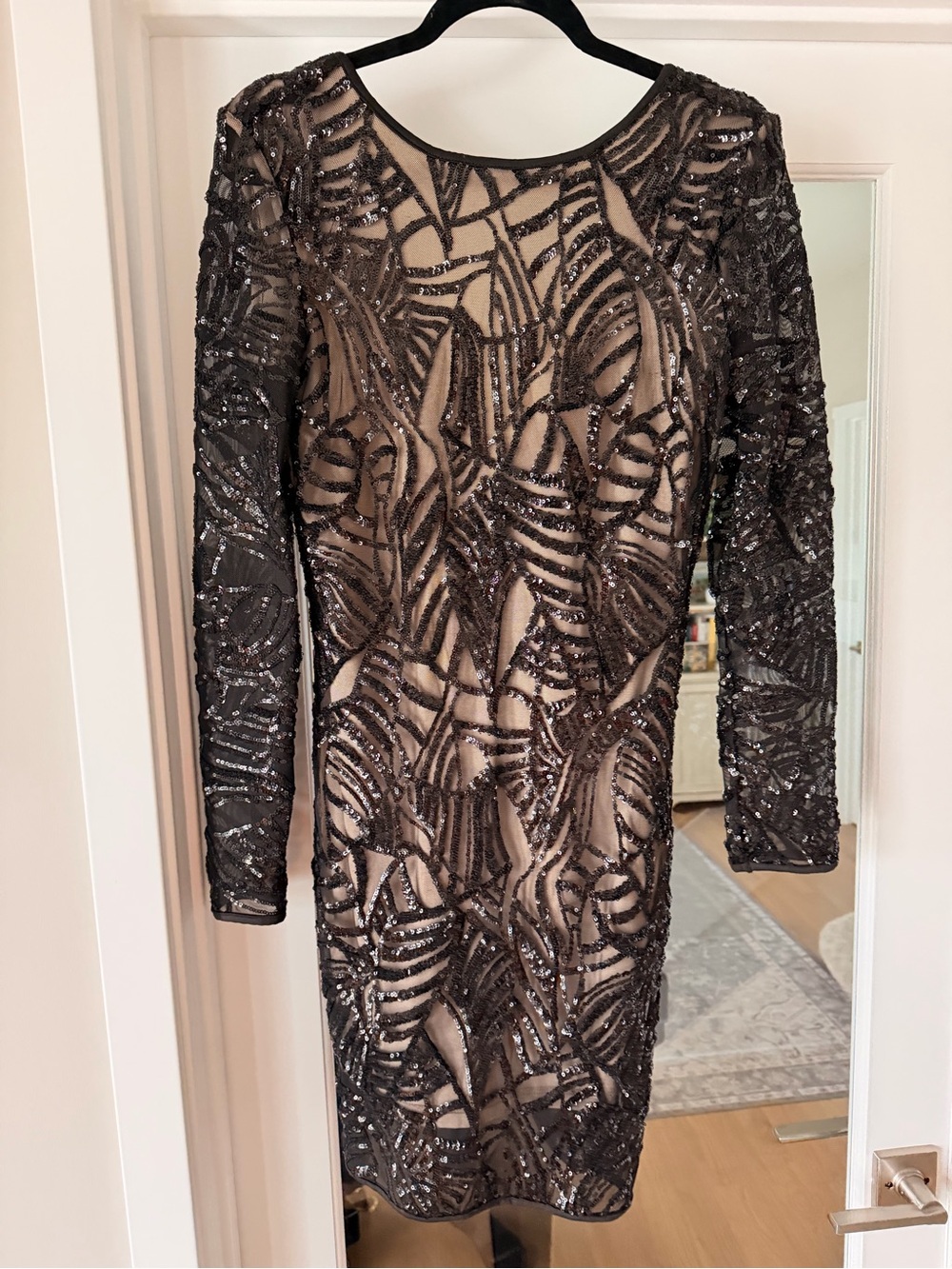 Akira Chicago Red Label Black Sequin Bodycon Dress | Size Large | Long Sleeve